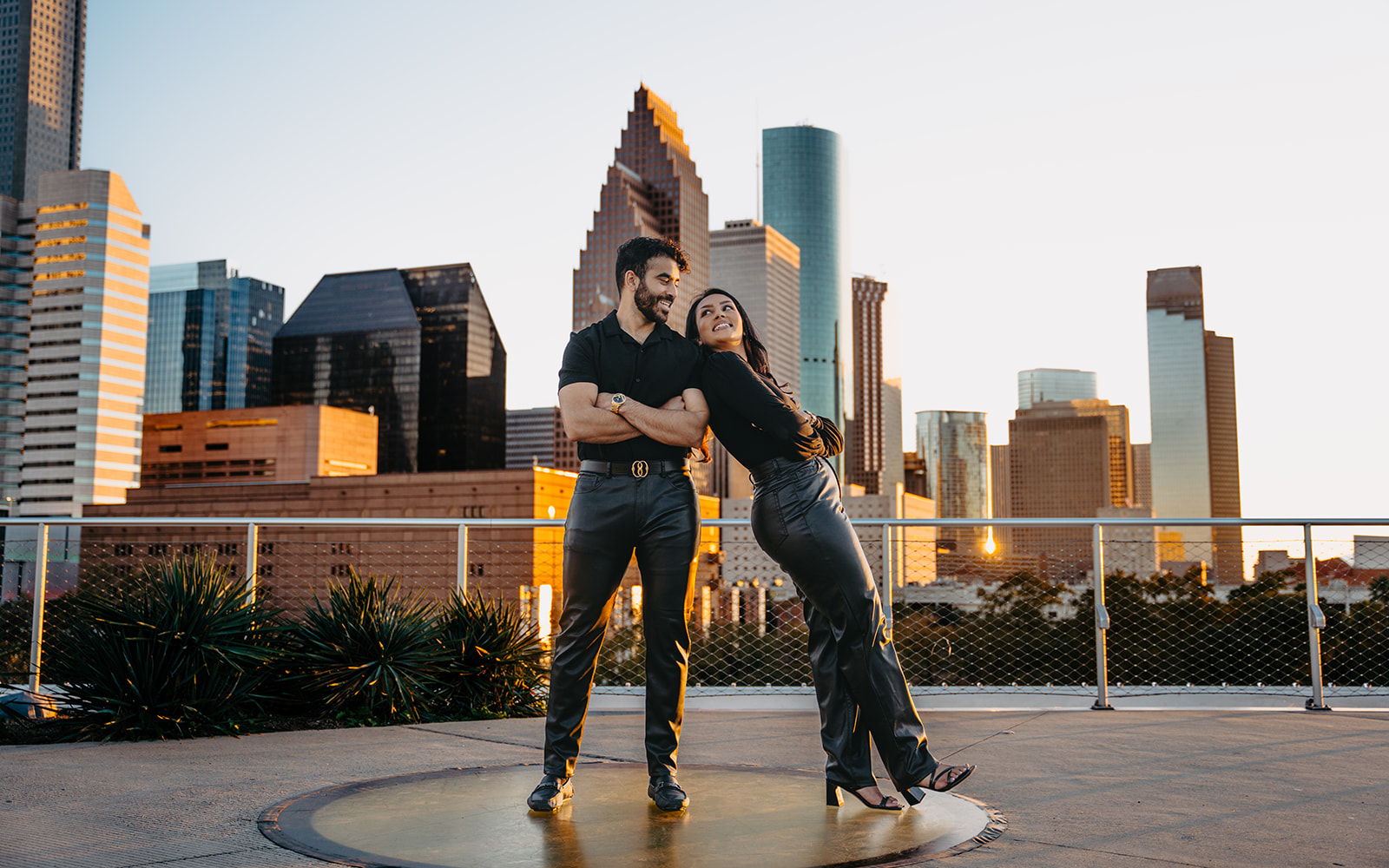 Houston skyline engagement photography
